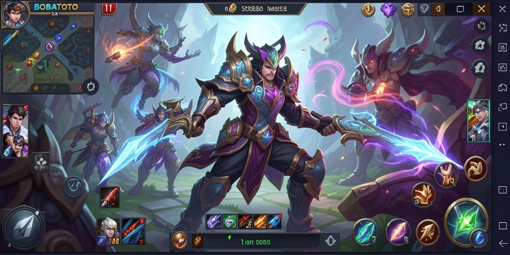 Screenshot menunjukkan aksi seru dalam permainan MOBA BOBATOTO.