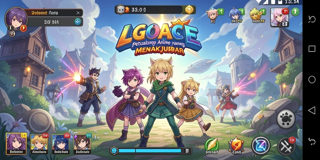 Screenshot gameplay LGOACE menampilkan karakter Anime yang beraksi.