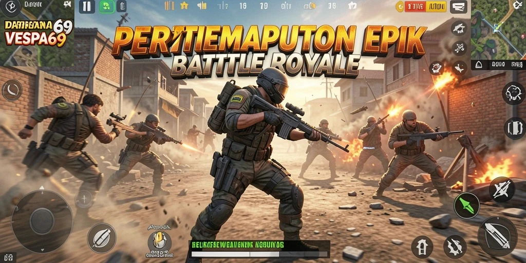 Tangkapan layar VESPA69 menampilkan aksi menegangkan dalam pertempuran Battle Royale.